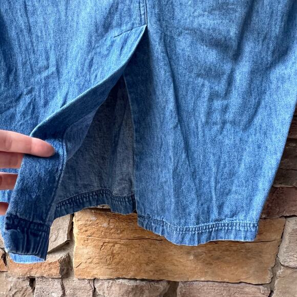 VTG Eddie Bauer Denim Long Sleeve Button Up Maxi Dress Prairie Cottage Modest - Picture 6 of 16